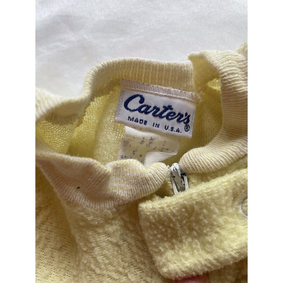 vtg carters pjs Sleep Sack Fleece Yellow One Size Up To 21 Lbs 80s Made in USA - Picture 5 of 6